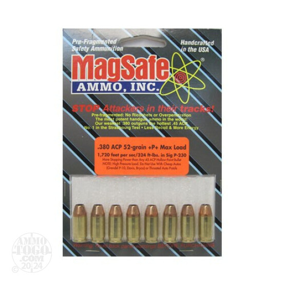 8rds - 380 ACP Magsafe 52gr. +P+ Max Load Ammo