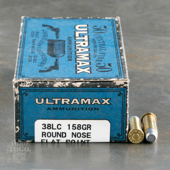 50rds - 38 Long Colt Ultramax 158gr. Round Nose Flat Point Ammo