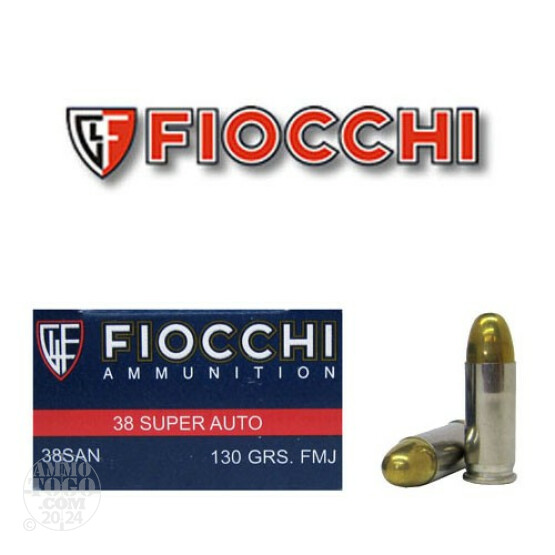 50rds - 38 Super Auto Fiocchi 130gr Nickle Plated Case FMJ