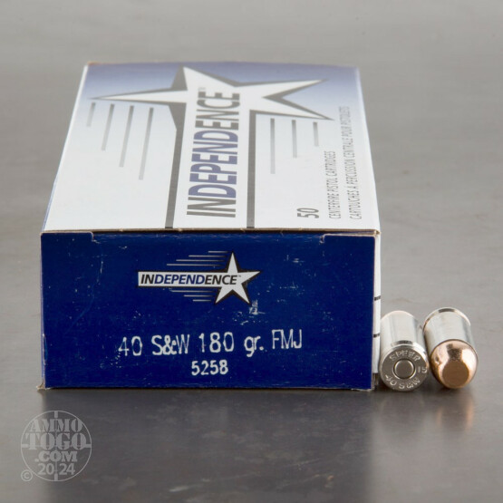 500rds - 40 S&W Independence 180gr. FMJ Ammo