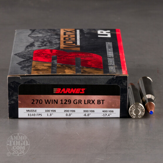20rds – 270 Win Barnes VOR-TX Long Range 129gr. LRX BT Ammo