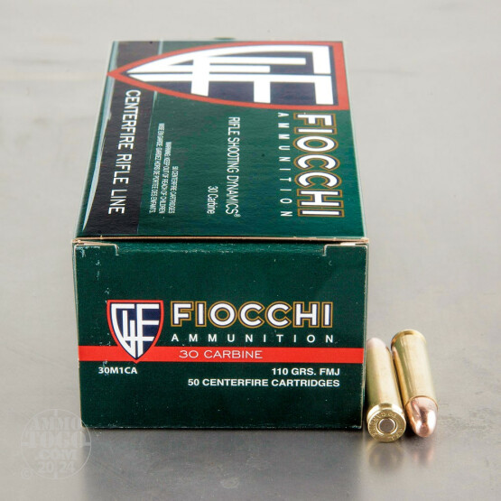 50rds – 30 Carbine Fiocchi Rifle Shooting Dynamics 110gr. FMJ Ammo 