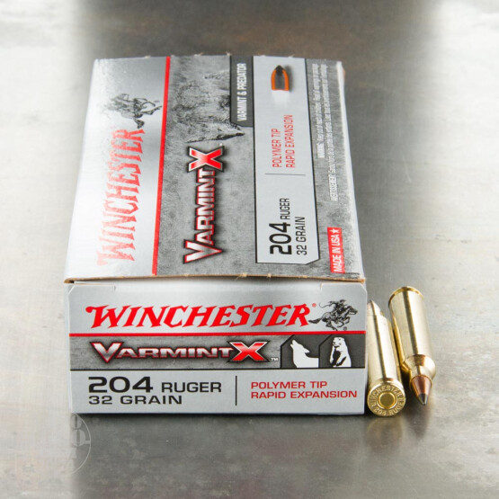 20rds – 204 Ruger Winchester Varmint-X 32gr. PT Ammo