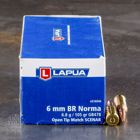 50rds - 6mm B.R. Norma Lapua Scenar 105gr. OTM Ammo