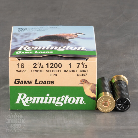 250rds – 16 Gauge Remington Game Loads 2-3/4" 1oz. #7.5 Shot Ammo