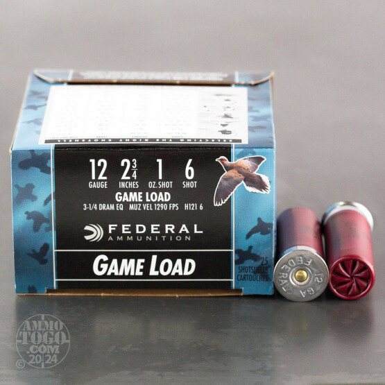 250rds - 12 Gauge Federal Game Shok 2 3/4" 1oz. #6 Shot Ammo