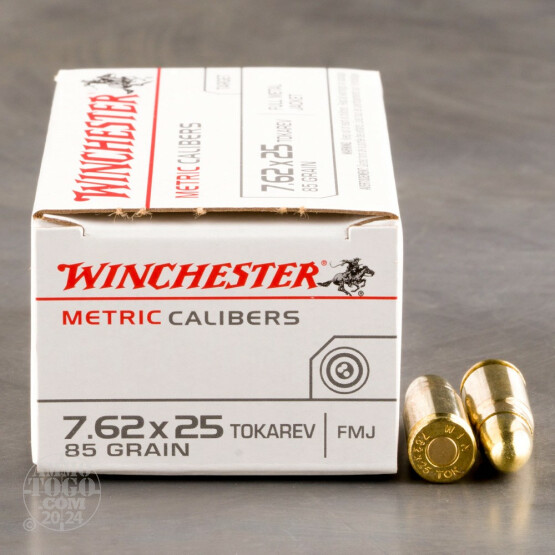 50rds - 7.62x25 Tokarev Winchester 85gr. FMJ Ammo