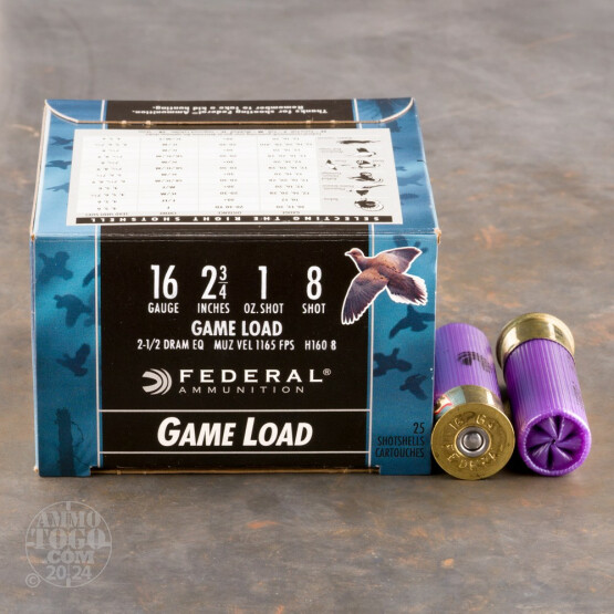 250rds - 16 Gauge Federal Game-Shok 2 3/4" 1oz. #8 Shot Ammo