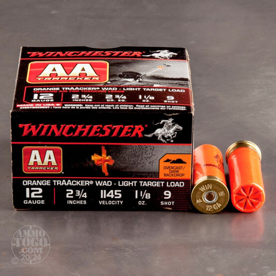 25rds - 12 Gauge Winchester AA TrAAcker 2-3/4" Orange Hull 1-1/8 Ounce #9 Shot Ammo