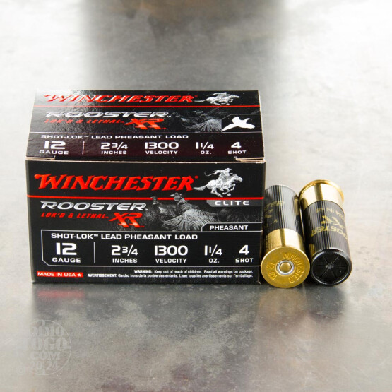 15rds – 12 Gauge Winchester Rooster XR 2-3/4" 1-1/4 oz. #4 Shot Ammo