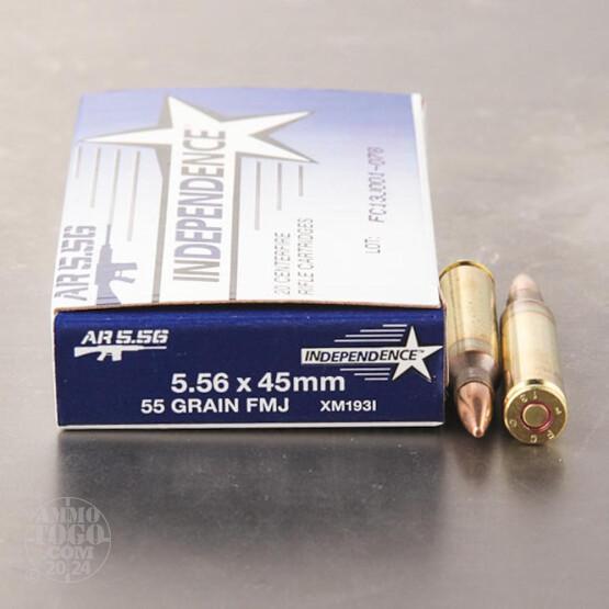 20rds - 5.56 Independence IMI XM193I 55gr. FMJ Ammo