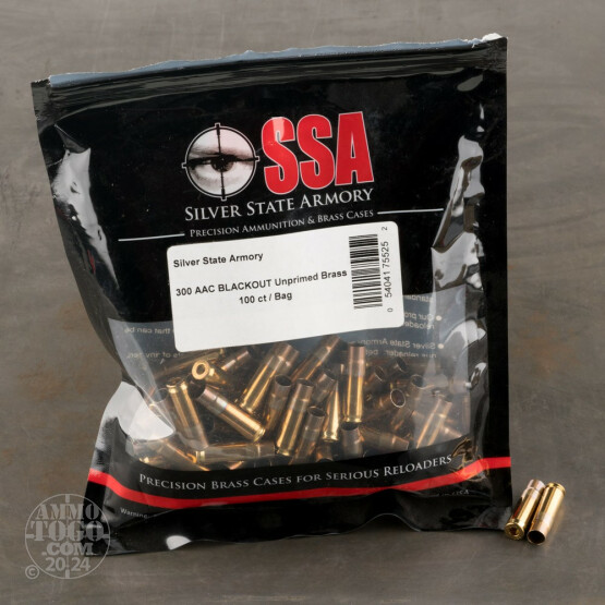 100pcs – 300 AAC BLACKOUT Nosler / SSA New Unprimed Brass Casings