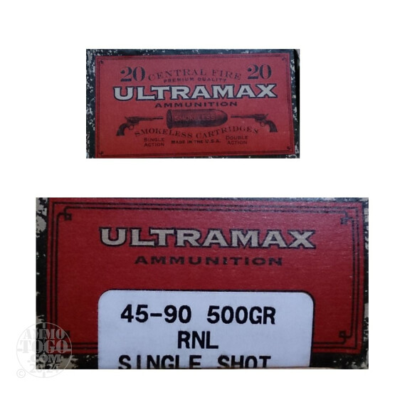 20rds - 45-90 Sharps Ultramax 500 gr LRN 