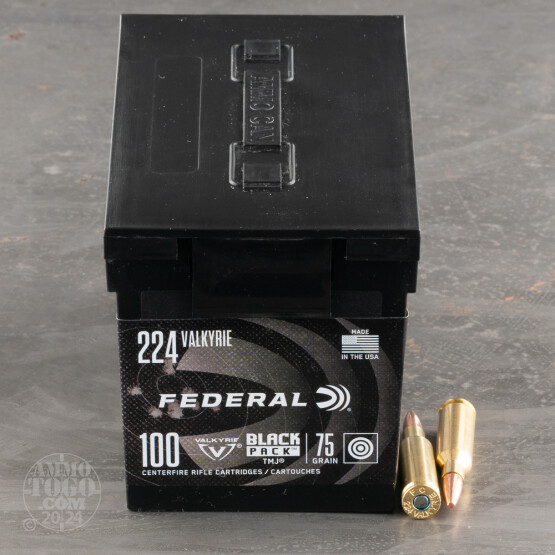 100rds – 224 Valkyrie Federal Black Pack 75gr. TMJ Ammo