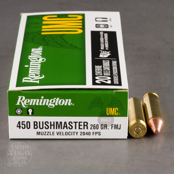 20rds – 450 Bushmaster Remington UMC 260gr. FMJ Ammo