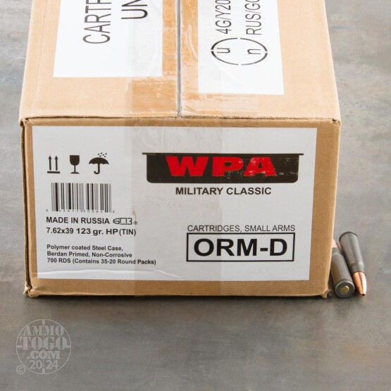 700rds – 7.62x39 Wolf Military Classic 123gr. HP Ammo in Sealed Spam Can