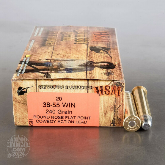  20rds – 38-55 Winchester HSM Cowboy Action 240gr. RN-FP Ammo