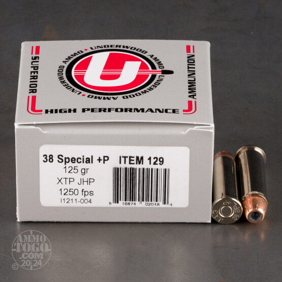20rds – 38 Special +P Underwood 125gr. XTP Ammo