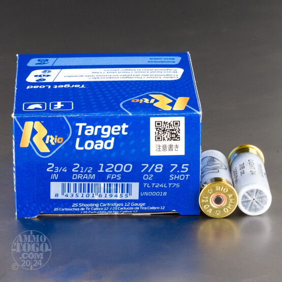 250rds – 12 Gauge Rio Target Load Light 2-3/4" 7/8oz. #7.5 Shot Ammo