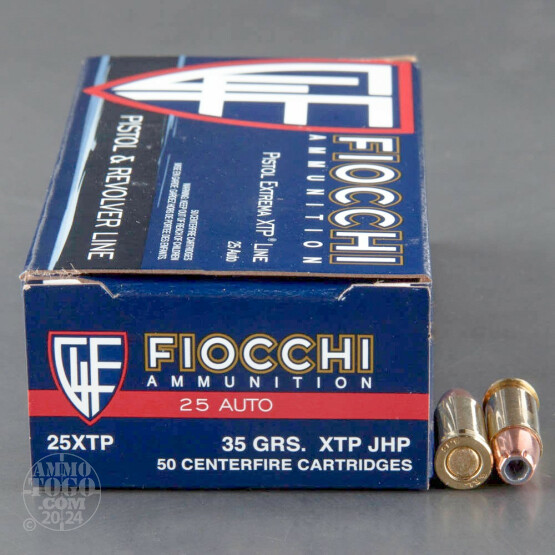 50rds - 25 Auto Fiocchi 35gr XTP Hollow Point Ammo