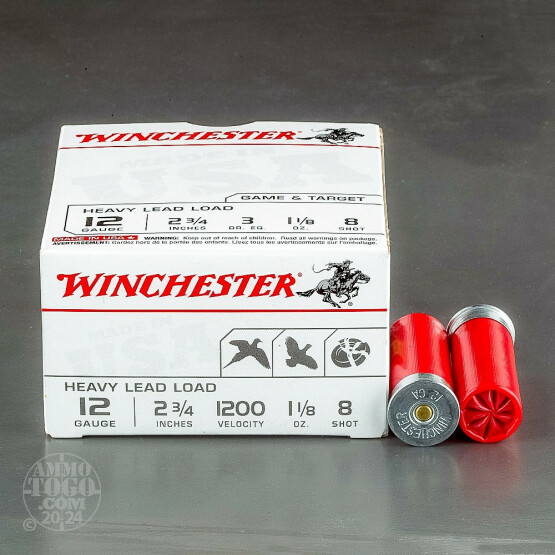 100rds – 12 Gauge Winchester Heavy Game & Target 2-3/4" 1-1/8 oz. #8 Shot Ammo