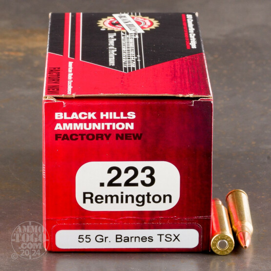 50rds - 223 Remington Black Hills 55gr. Barnes TSX HP Ammo