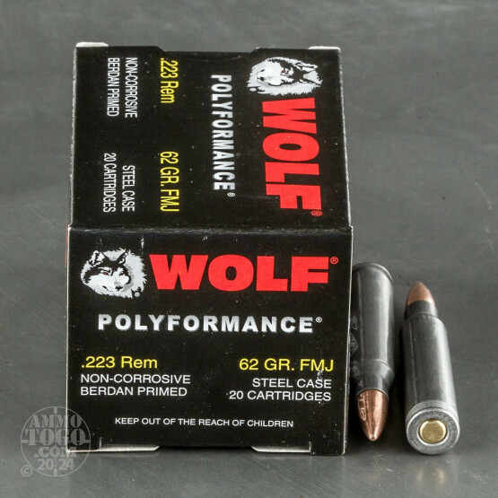 500rds - 223 Wolf WPA Polyformance 62gr. FMJ Ammo