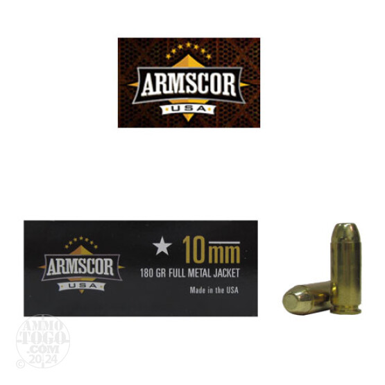 500rds - 10mm ARMSCOR USA Precision 180gr. FMJ Ammo