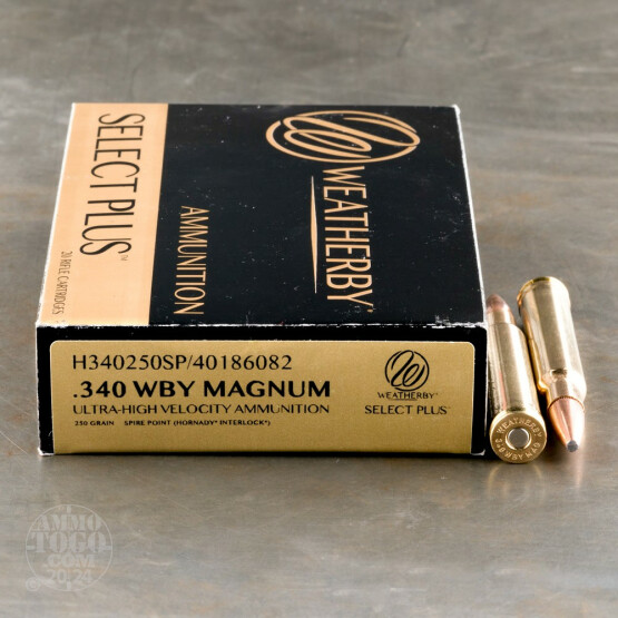 20rds – 340 Weatherby Magnum Weatherby Ammunition 250gr. Spire Point Ammo