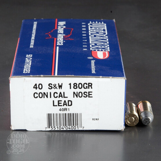 50rds - 40 S&W Ultramax Remanufactured 180gr. Lead Conical Nose Ammo