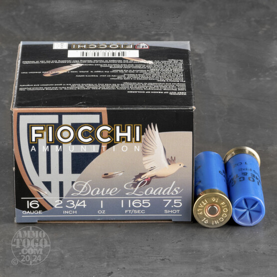 25rds – 16 Gauge Fiocchi Game & Target 2-3/4" 1oz. #7.5 Shot Ammo