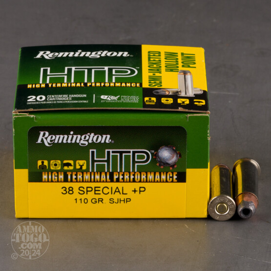 20rds – 38 Special +P Remington HTP 110gr. SJHP Ammo