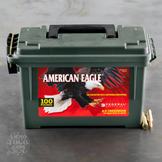 100rds – 6.5 Creedmoor Federal American Eagle Ammo Can 120gr. OTM Ammo