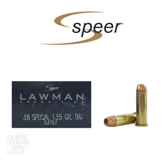 50rds - 38 Special Speer Lawman 135gr. TMJ Ammo