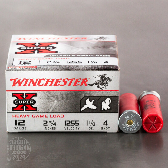 25rds - 12 Gauge Winchester Super-X Heavy Game 2 3/4" 1 1/8oz. #4 Shot Ammo