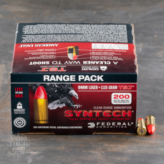 200rds – 9mm Federal Syntech 115gr. Total Synthetic Jacket Ammo