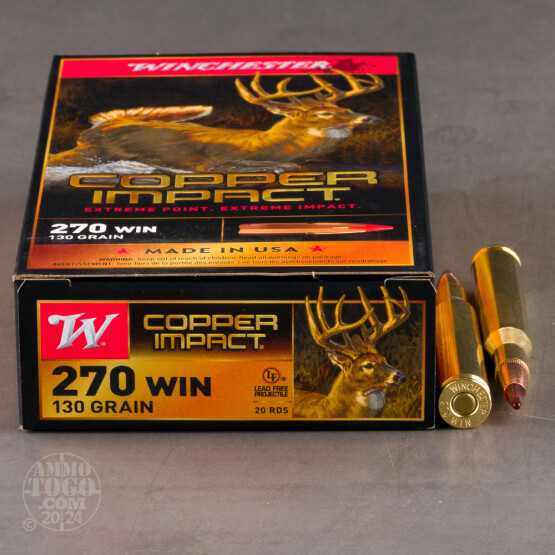 20rds – 270 Win Winchester Copper Impact 130gr. Copper Extreme Point Ammo