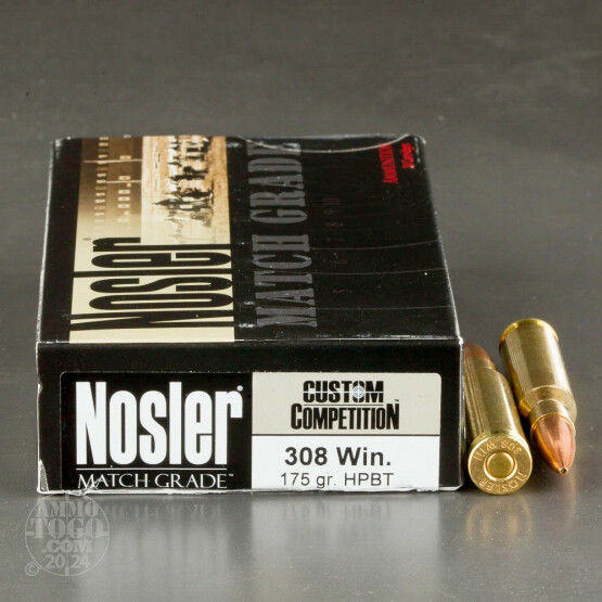20rds - 308 Winchester Nosler Custom Competition 175gr. BTHP Ammo