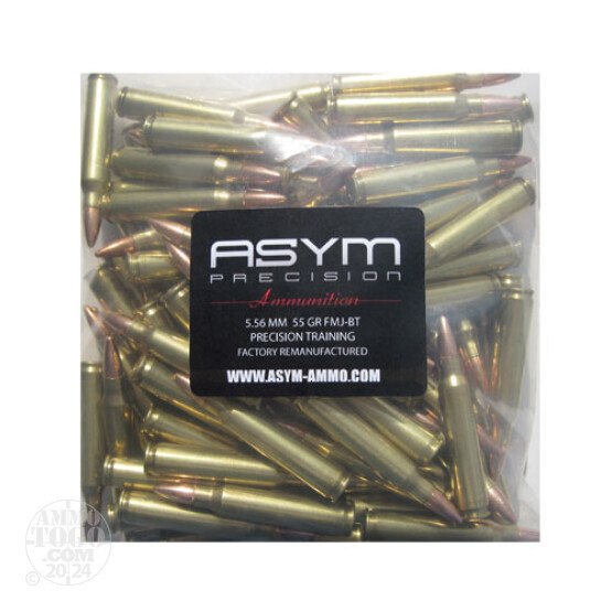 100rds - 5.56 ASYM Factory Remanufactured 55gr. Precision Training FMJ-BT Ammo