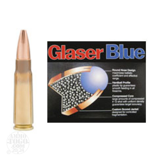 6rds - 7.62X39 Glaser Blue 130gr. Safety Slug Ammo