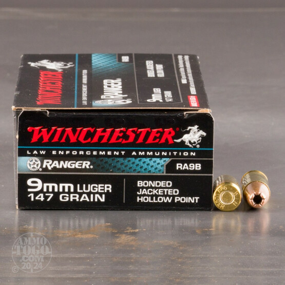 50rds - 9mm Winchester Ranger Bonded 147gr. HP Ammo