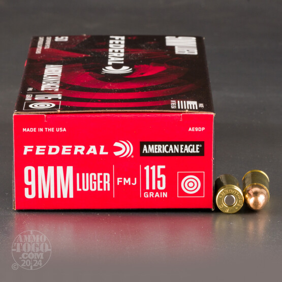 1000rds - 9mm Federal American Eagle 115gr. FMJ Ammo