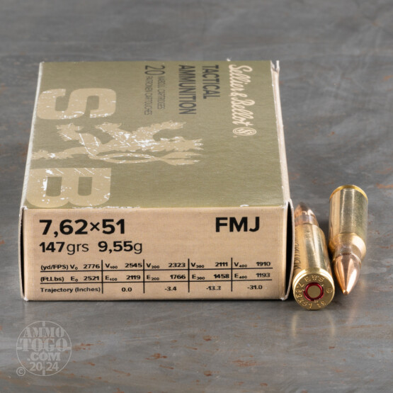 20rds – 7.62x51mm Sellier & Bellot 147gr. FMJ Ammo