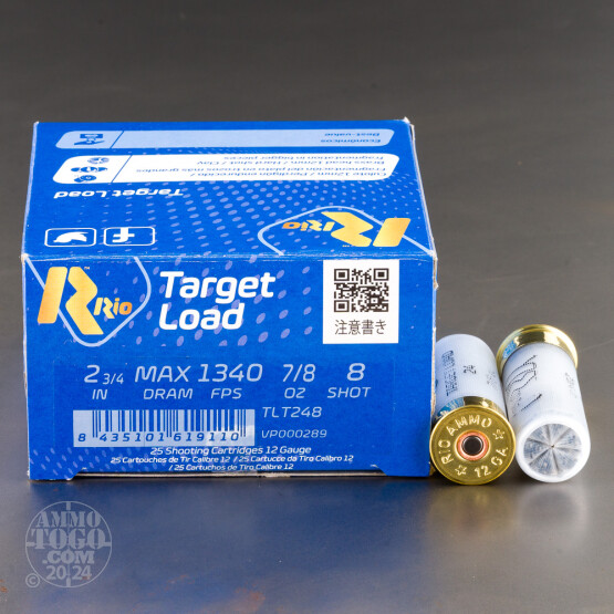 250rds – 12 Gauge Rio Target Load Trap 2-3/4" 7/8oz. #8 Shot Ammo