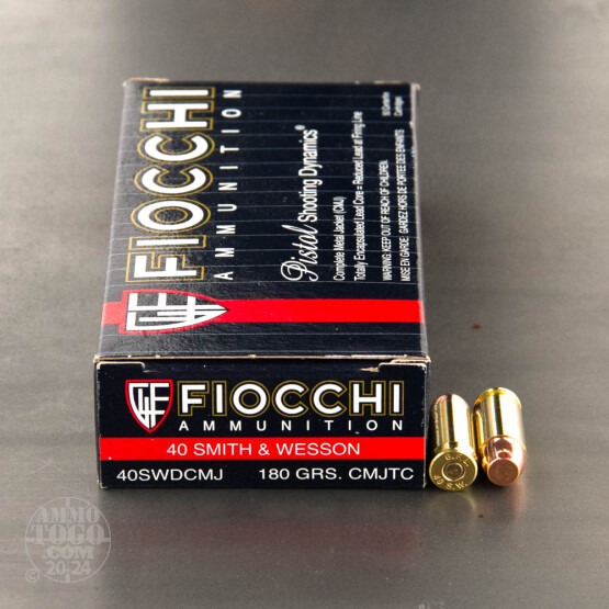 50rds - 40 S&W Fiocchi 180gr. CMJTC Ammo