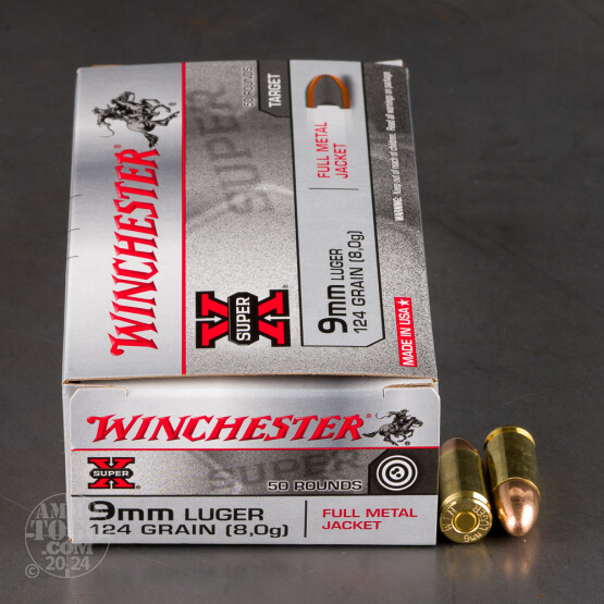 50rds – 9mm Winchester Super-X 124gr. FMJ Ammo