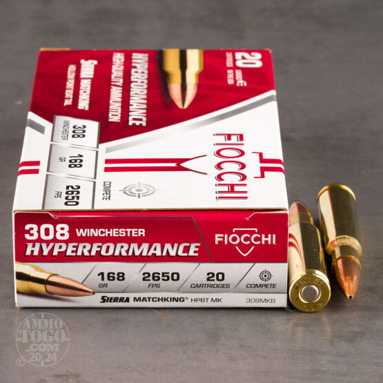 20rds - 308 Fiocchi 168gr. MatchKing Hollow Point Ammo