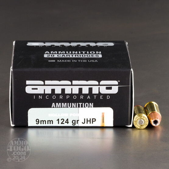 20rds – 9mm Ammo Inc. 124gr. JHP Ammo
