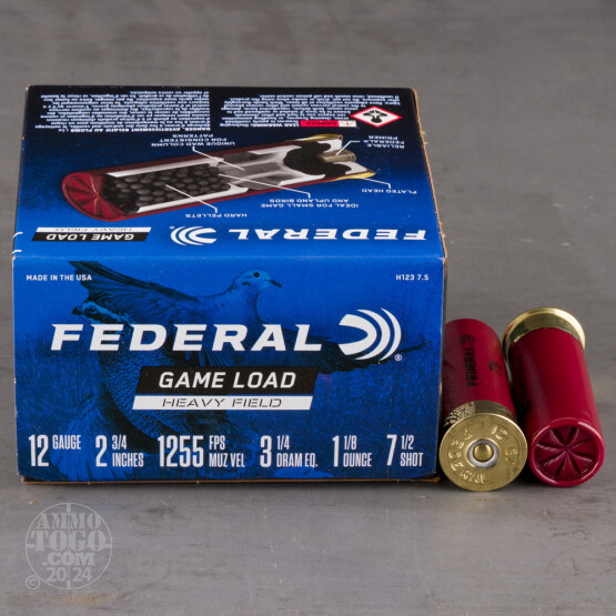 25rds - 12 Gauge Federal Game Shok 2 3/4" 1 1/8oz. #7 1/2 Shot Ammo