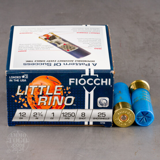 25rds - 12 Gauge Fiocchi Little Rino 2 3/4" 1oz. #8 Shot Ammo